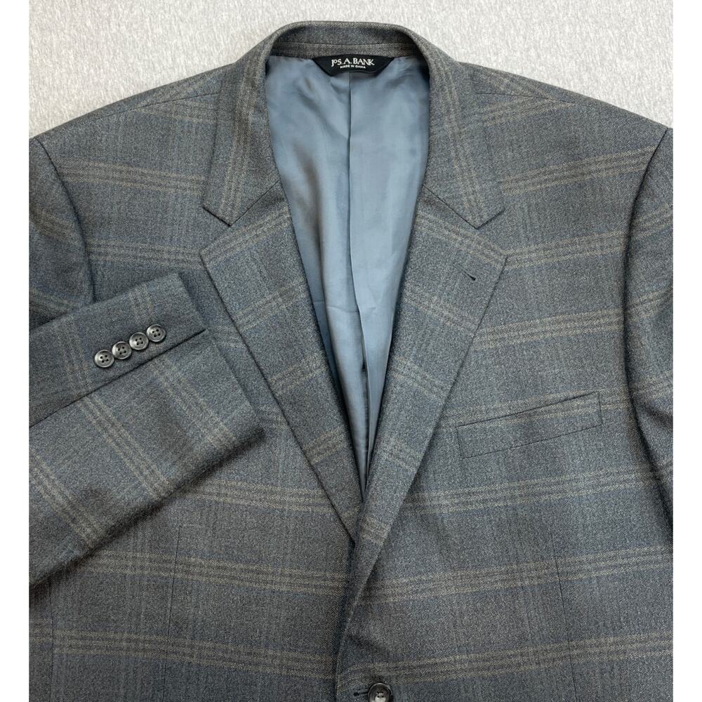 Jos A Bank Blazer Mens 48R Plaid Wool‎ Silk Blend 2-Button Signature Lined